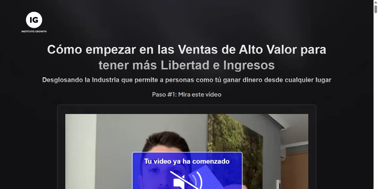 Portada de la web de Instituto Growth con su vídeo de presentación
