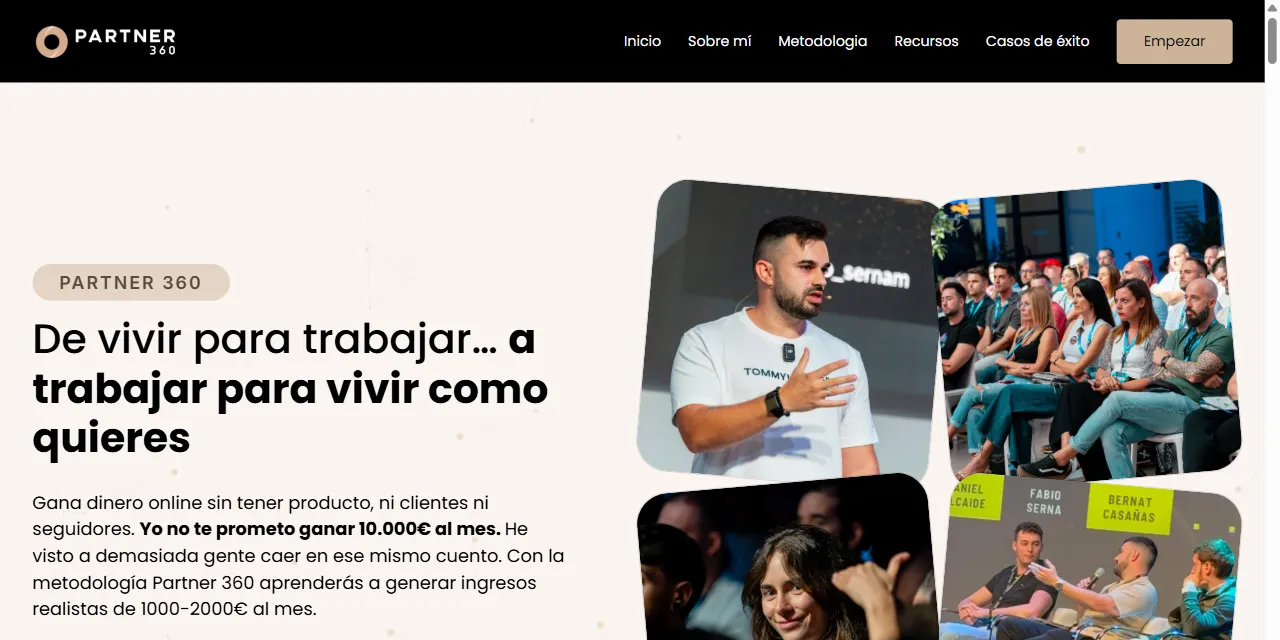 Portada de la web de Partner 360