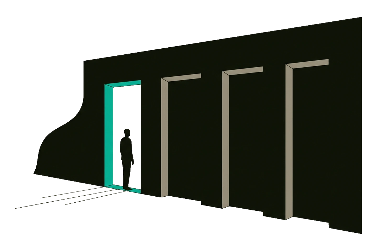 Ilustración de la Semana de la Inversión: cuatro vanos alineados y solo el primero abierto